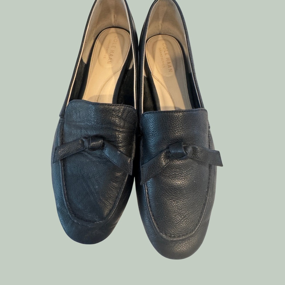 Cole Haan Grandseries Black Leather Loafers Shoes For Crews Slip Resistant 9B